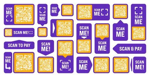Scan me QR code sticker. Online payment. Special offer sale stickers, shopping Illustrazione stock