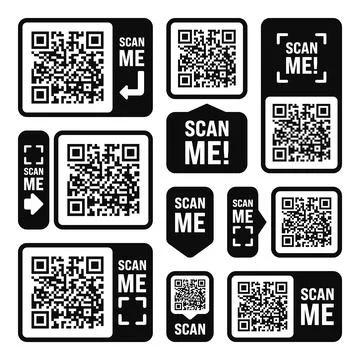 Scan me QR code sticker. Online payment. Special offer sale stickers, shopping Stock Illustration