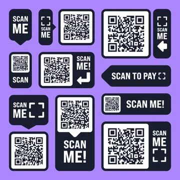Scan me QR code sticker. Online payment. Special offer sale stickers, shopping Illustrazione stock
