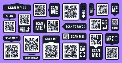 Scan me QR code sticker. Online payment. Special offer sale stickers, shopping Illustrazione stock