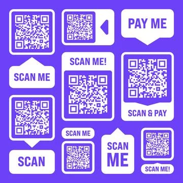 Scan me QR code sticker. Online payment. Special offer sale stickers, shopping Stock-Illustration