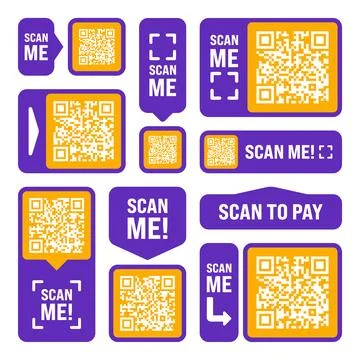 Scan me QR code sticker. Online payment. Special offer sale stickers, shopping Stock Illustration