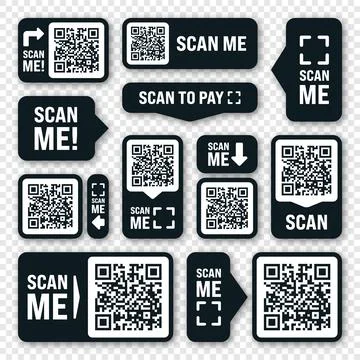 Scan me QR code sticker. Online payment. Special offer sale stickers, shopping Illustrazione stock
