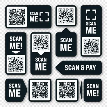 Scan me QR code sticker. Online payment. Special offer sale stickers, shopping Stock Illustration