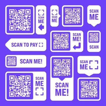 Scan me QR code sticker. Online payment. Special offer sale stickers, shopping 库存插图