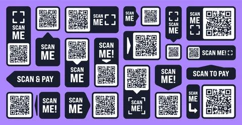 Scan me QR code sticker. Online payment. Special offer sale stickers, shopping Stockillustratie