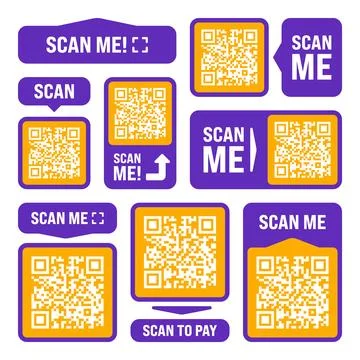 Scan me QR code sticker. Online payment. Special offer sale stickers, shopping Illustrazione stock