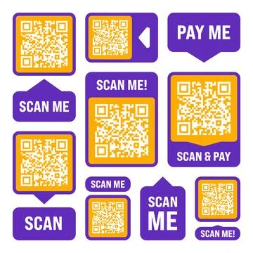 Scan me QR code sticker. Online payment. Special offer sale stickers, shopping Illustrazione stock