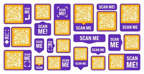 Scan me QR code sticker. Online payment. Special offer sale stickers, shopping Illustrazione stock