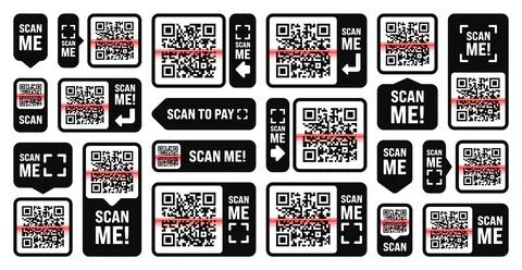 Scan me QR code sticker. Online payment. Special offer sale stickers, shopping Stock-Illustration