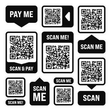 Scan me QR code sticker. Online payment. Special offer sale stickers, shopping Illustrazione stock