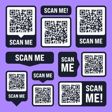 Scan me QR code sticker. Online payment. Special offer sale stickers, shopping Stock Illustration