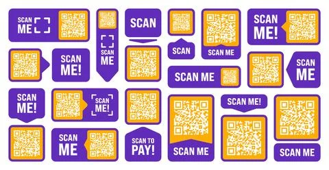 Scan me QR code sticker. Online payment. Special offer sale stickers, shopping Illustrazione stock