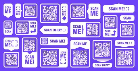 Scan me QR code sticker. Online payment. Special offer sale stickers, shopping Stock-Illustration