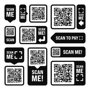 Scan me QR code sticker. Online payment. Special offer sale stickers, shopping Illustrazione stock