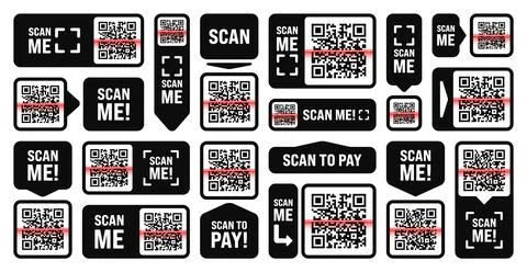 Scan me QR code sticker. Online payment. Special offer sale stickers, shopping Illustrazione stock