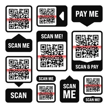 Scan me QR code sticker. Online payment. Special offer sale stickers, shopping Illustrazione stock