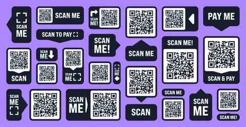 Scan me QR code sticker. Online payment. Special offer sale stickers, shopping Stock-Illustration