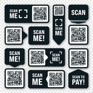 Scan me QR code sticker. Online payment. Special offer sale stickers, shopping Illustrazione stock