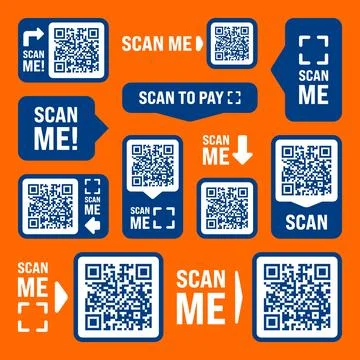 Scan me QR code sticker with text. Online payment. Special offer sale stickers Illustrazione stock