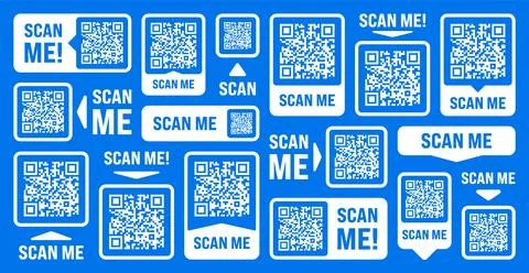 Scan me QR code sticker with text. Online payment. Special offer sale stickers Stock Illustration