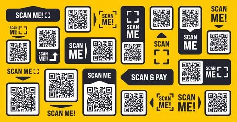 Scan me QR code sticker with text. Online payment. Special offer sale stickers Stock Illustration