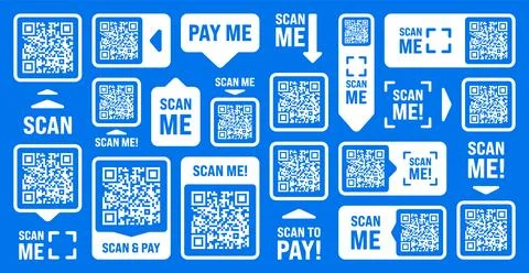Scan me QR code sticker with text. Online payment. Special offer sale stickers Stock Illustration