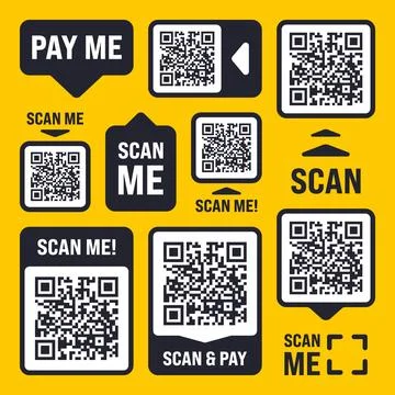 Scan me QR code sticker with text. Online payment. Special offer sale stickers Stock Illustration
