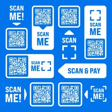 Scan me QR code sticker with text. Online payment. Special offer sale stickers Stock Illustration
