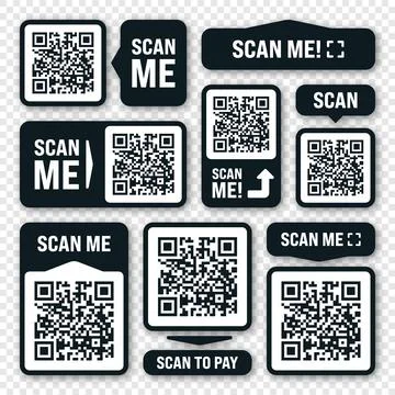 Scan me QR code sticker. Online payment. Special offer sale stickers, shopping Stock-Illustration
