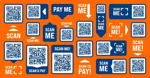Scan me QR code sticker with text. Online payment. Special offer sale stickers Stock-Illustration
