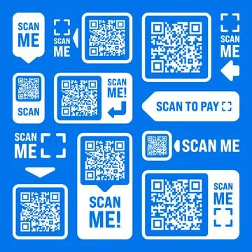 Scan me QR code sticker with text. Online payment. Special offer sale stickers Stock-Illustration