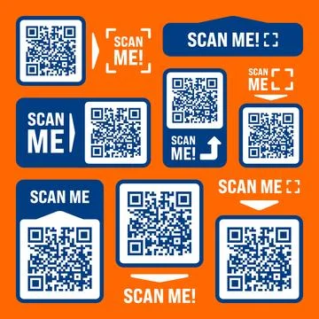Scan me QR code sticker with text. Online payment. Special offer sale stickers Stock Illustration