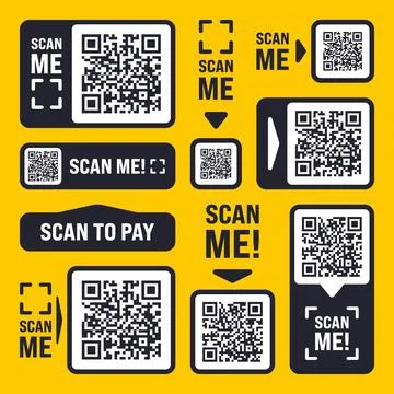 Scan me QR code sticker with text. Online payment. Special offer sale stickers Stock Illustration