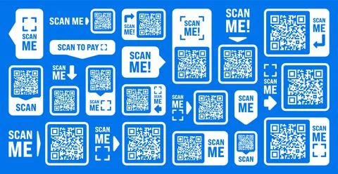 Scan me QR code sticker with text. Online payment. Special offer sale stickers Stock Illustration