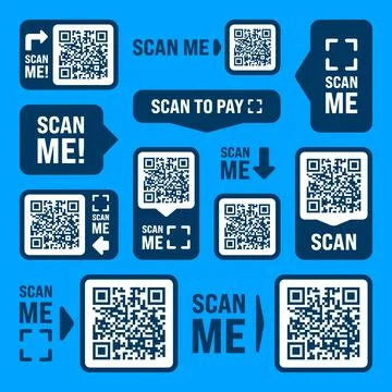 Scan me QR code sticker with text. Online payment. Special offer sale stickers Stock-Illustration