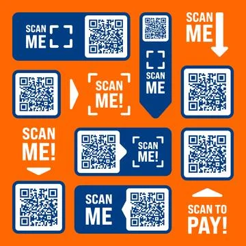 Scan me QR code sticker with text. Online payment. Special offer sale stickers Stock Illustration