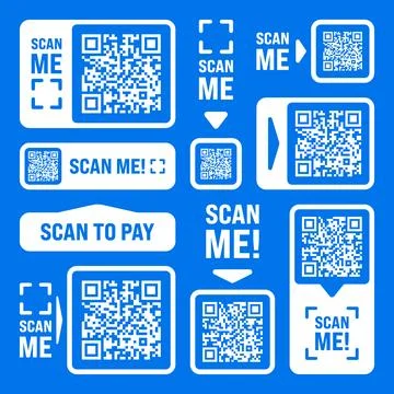 Scan me QR code sticker with text. Online payment. Special offer sale stickers Stock-Illustration