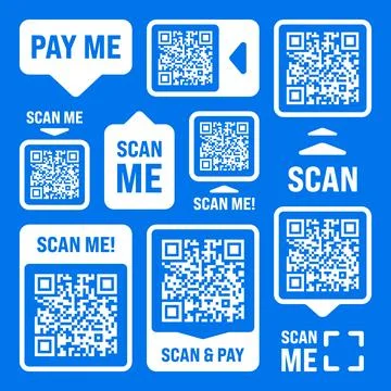 Scan me QR code sticker with text. Online payment. Special offer sale stickers Stock Illustration