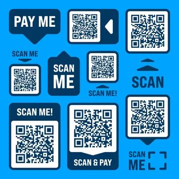 Scan me QR code sticker with text. Online payment. Special offer sale stickers Stock Illustration