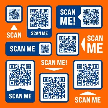 Scan me QR code sticker with text. Online payment. Special offer sale stickers Stock Illustration