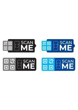 Scan Me QR Code Sticker Label Set 库存插图