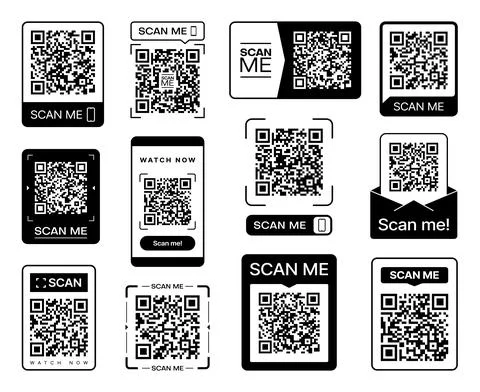 Scan me QR code stickers for phone barcode scanner Stock Illustration