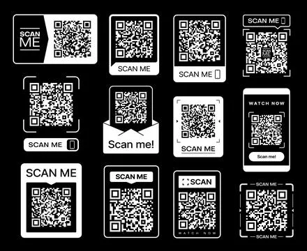 Scan me QR code stickers, barcode scanner icons Stock Illustration
