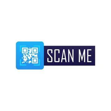 Scan me sticker with QR code, flat vector illustration isolated on white Stock Illustration