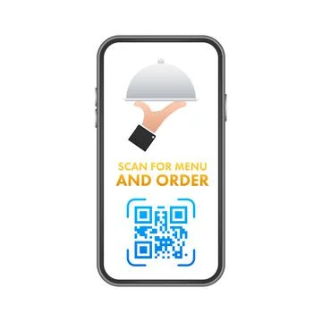 Scan for menu and order. Qr code scan icon. Customer service. Vector stock Ilustración de archivo