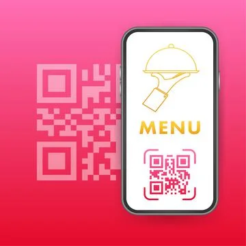 Scan for menu and order. Qr code scan icon. Customer service. Vector stock Ilustración de archivo