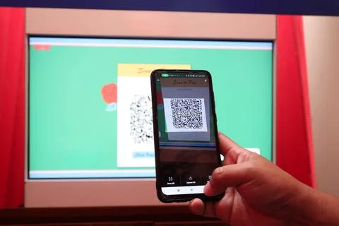 Scan to Pay Barcode with Mobile Smartphone 写真素材