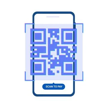 Scan to pay. The concept of a QR code. Isolated on white background. Illustrazione stock