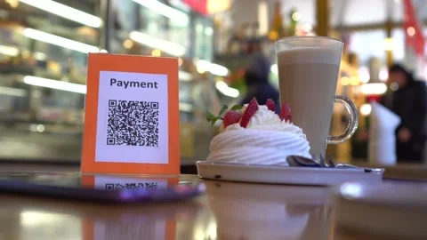 Scan to pay. QR code contactless payment Stock Footage 131739957